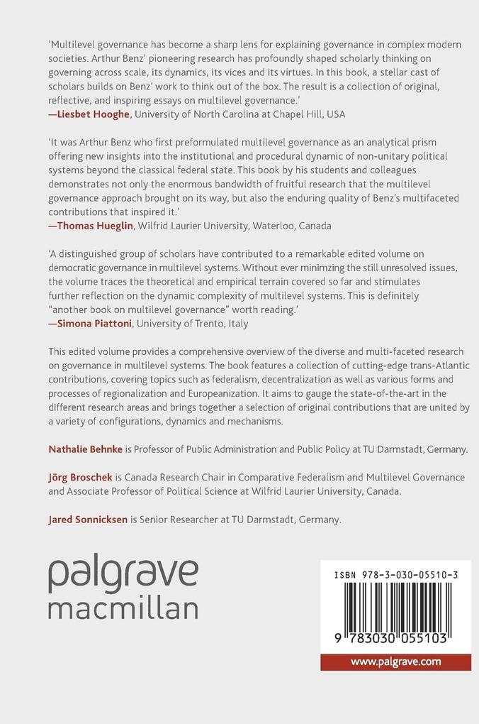 Weitere Ansicht: Configurations, Dynamics and Mechanisms of Multilevel Governance