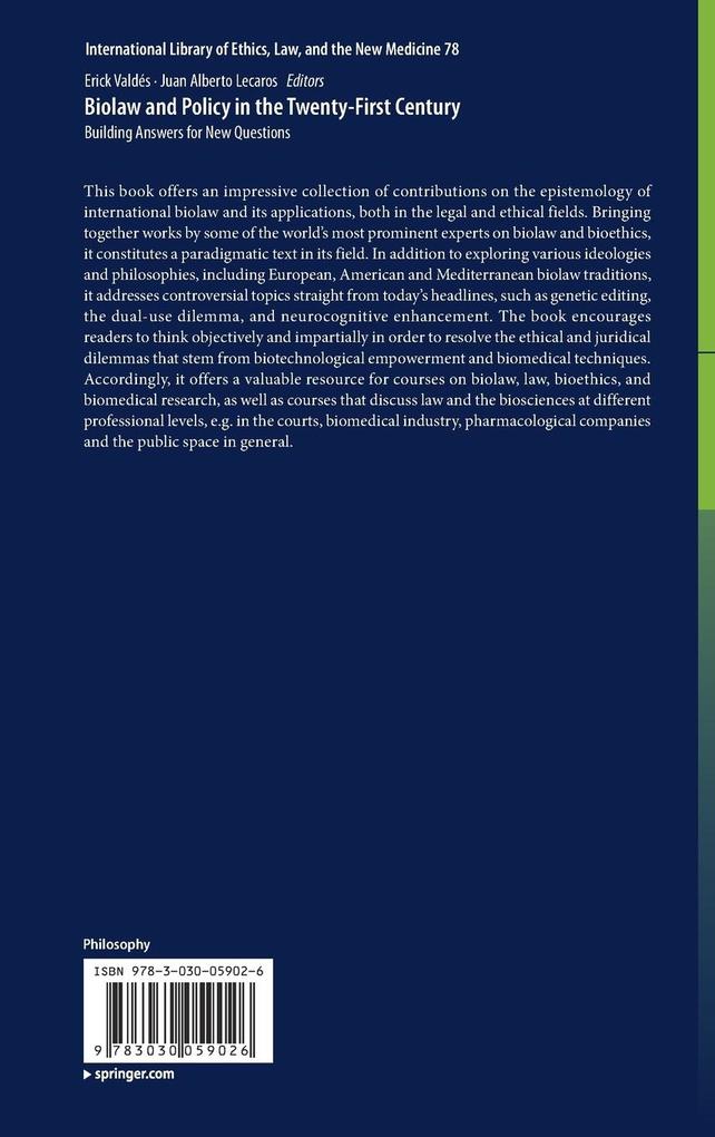 Weitere Ansicht: Biolaw and Policy in the Twenty-First Century