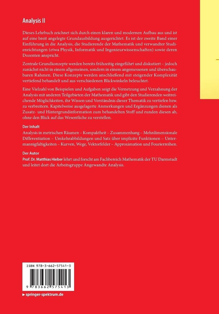 Weitere Ansicht: Analysis II | Matthias Hieber