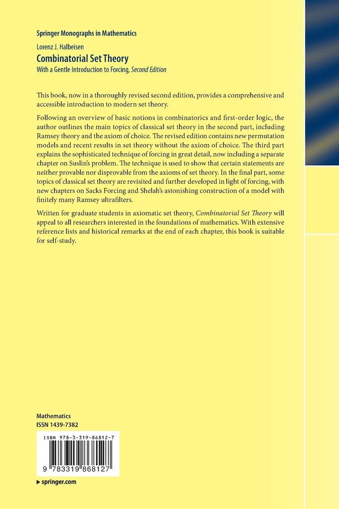 Weitere Ansicht: Combinatorial Set Theory | Lorenz J. Halbeisen