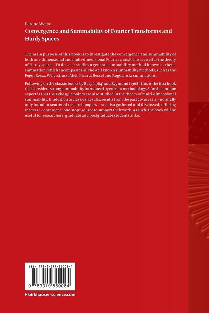 Weitere Ansicht: Convergence and Summability of Fourier Transforms and Hardy Spaces | Ferenc Weisz