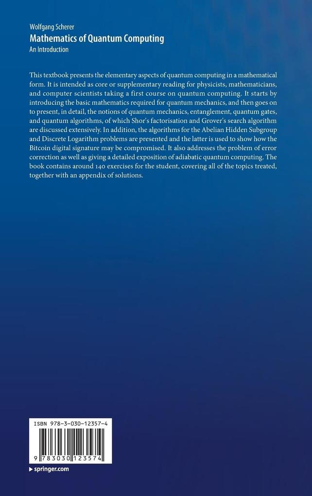 Weitere Ansicht: Mathematics of Quantum Computing | Wolfgang Scherer