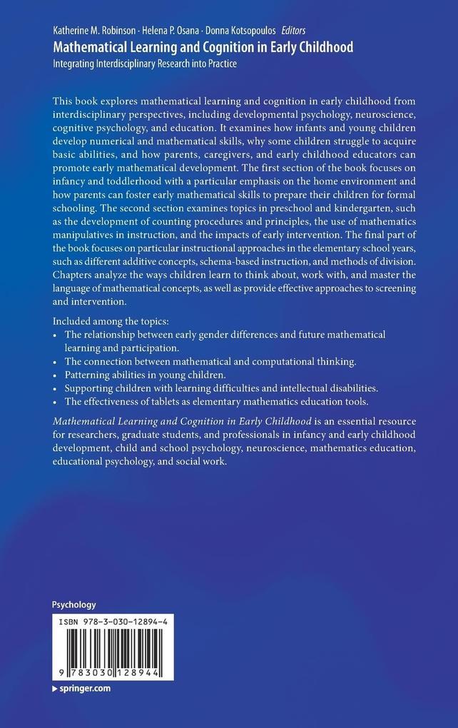 Weitere Ansicht: Mathematical Learning and Cognition in Early Childhood