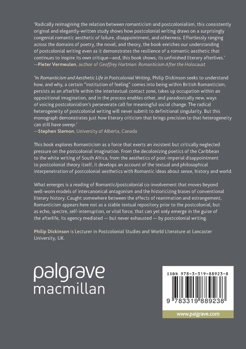 Weitere Ansicht: Romanticism and Aesthetic Life in Postcolonial Writing | Philip Dickinson