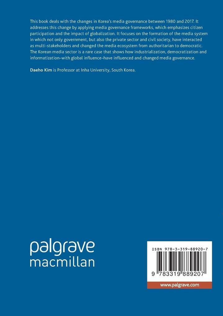 Weitere Ansicht: Media Governance in Korea 1980-2017 | Daeho Kim