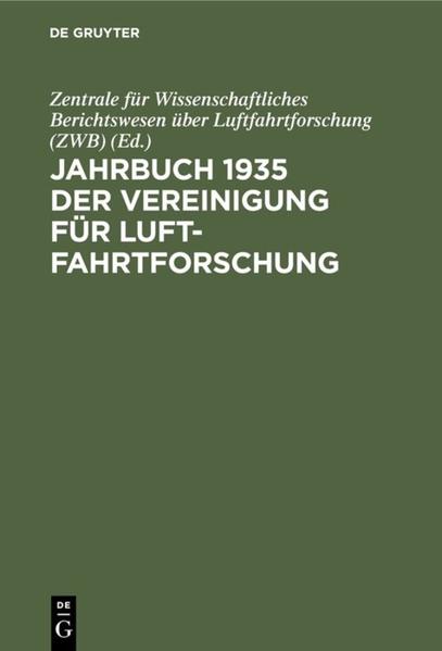 Produktbild: Jahrbuch 1935 der Vereinigung für Luftfahrtforschung