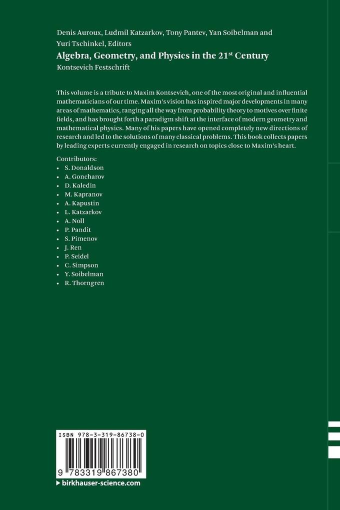 Weitere Ansicht: Algebra, Geometry, and Physics in the 21st Century