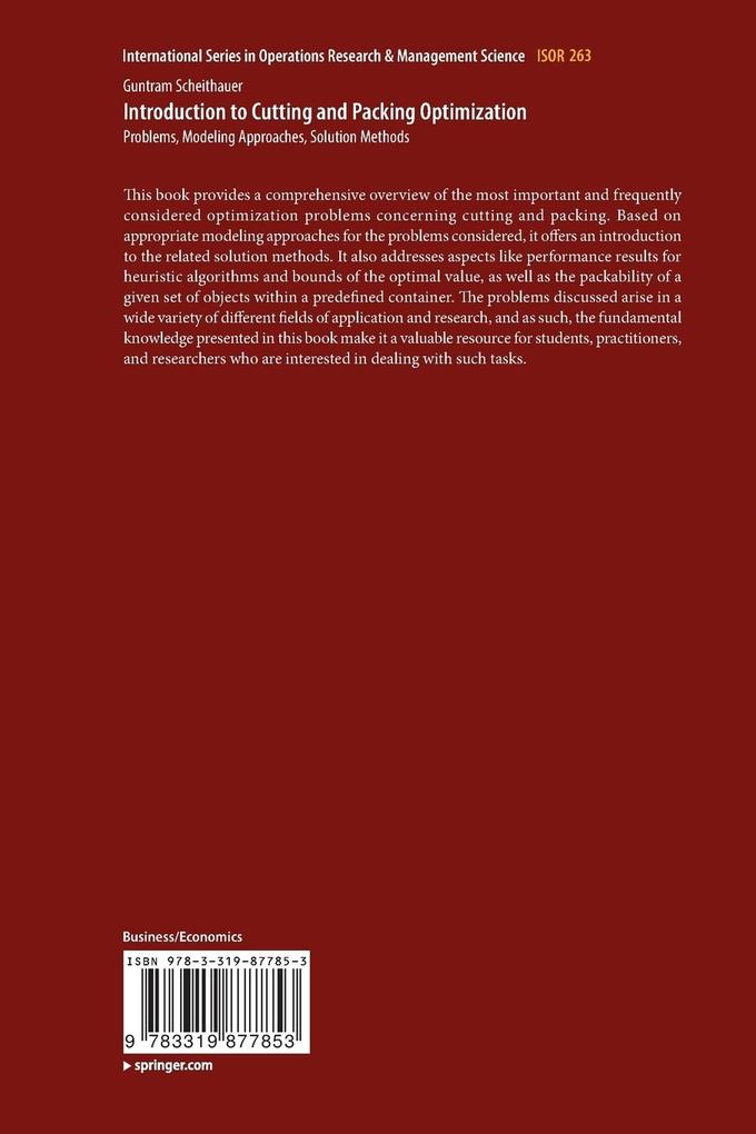 Weitere Ansicht: Introduction to Cutting and Packing Optimization | Guntram Scheithauer