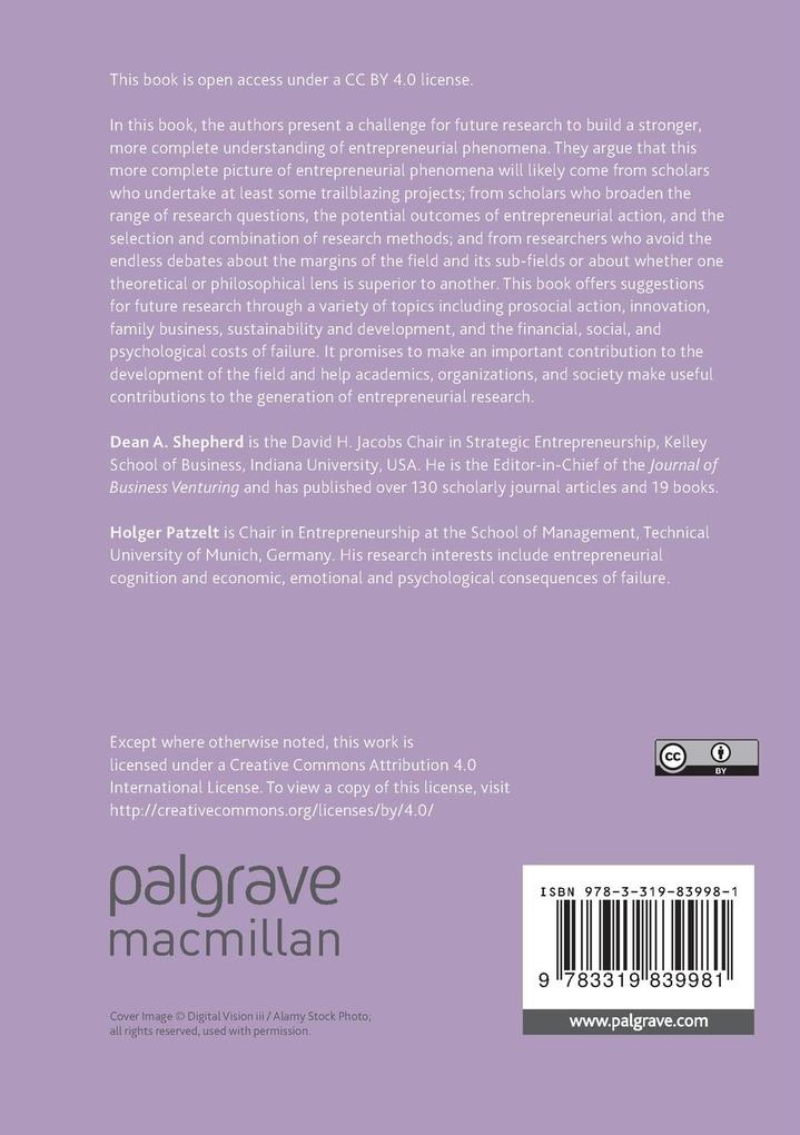 Weitere Ansicht: Trailblazing in Entrepreneurship | Dean A. Shepherd, Holger Patzelt