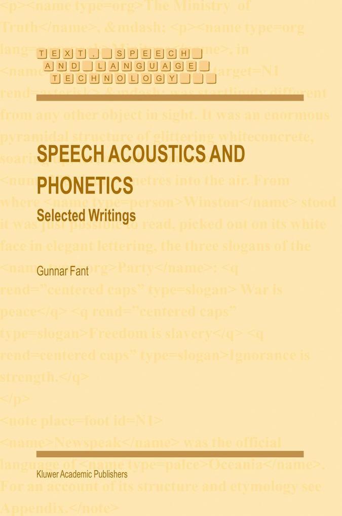 Produktbild: Speech Acoustics and Phonetics | Gunnar Fant