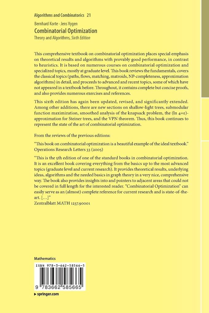 Weitere Ansicht: Combinatorial Optimization | Bernhard Korte, Jens Vygen