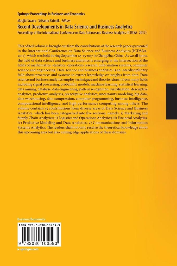 Weitere Ansicht: Recent Developments in Data Science and Business Analytics