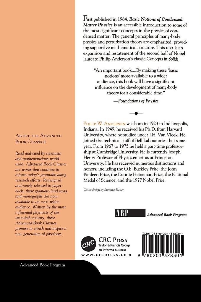 Weitere Ansicht: Basic Notions Of Condensed Matter Physics | Philip W. Anderson