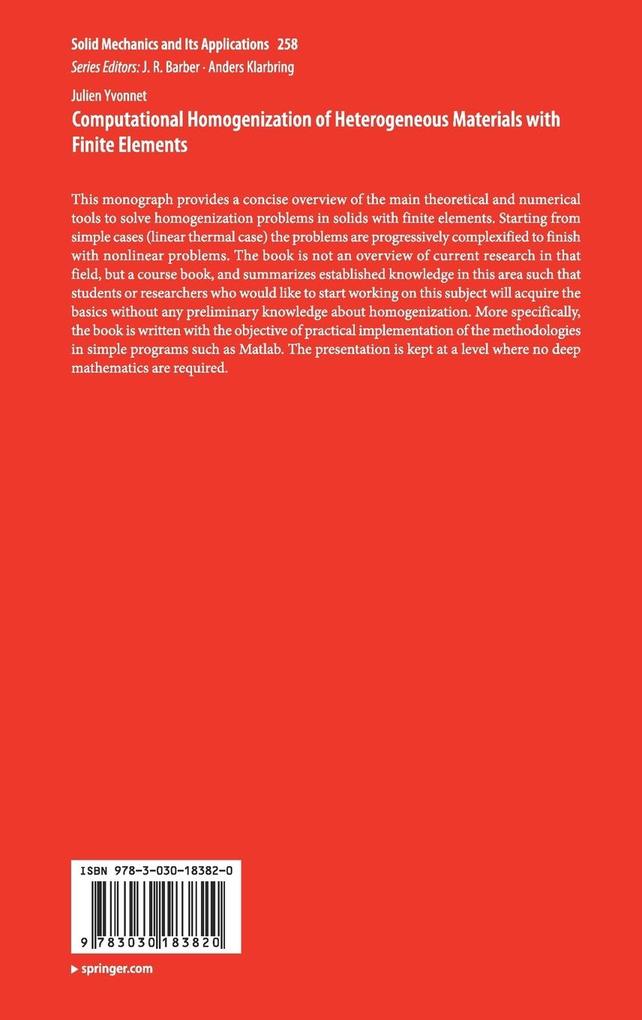 Weitere Ansicht: Computational Homogenization of Heterogeneous Materials with Finite Elements | Julien Yvonnet