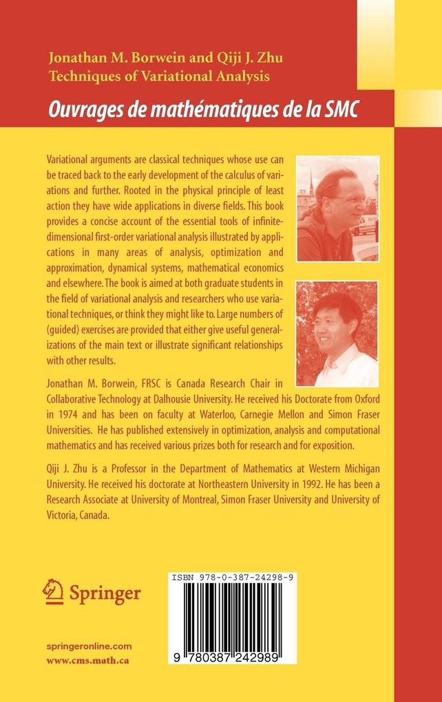 Weitere Ansicht: Techniques of Variational Analysis | Jonathan Borwein, Qiji Zhu