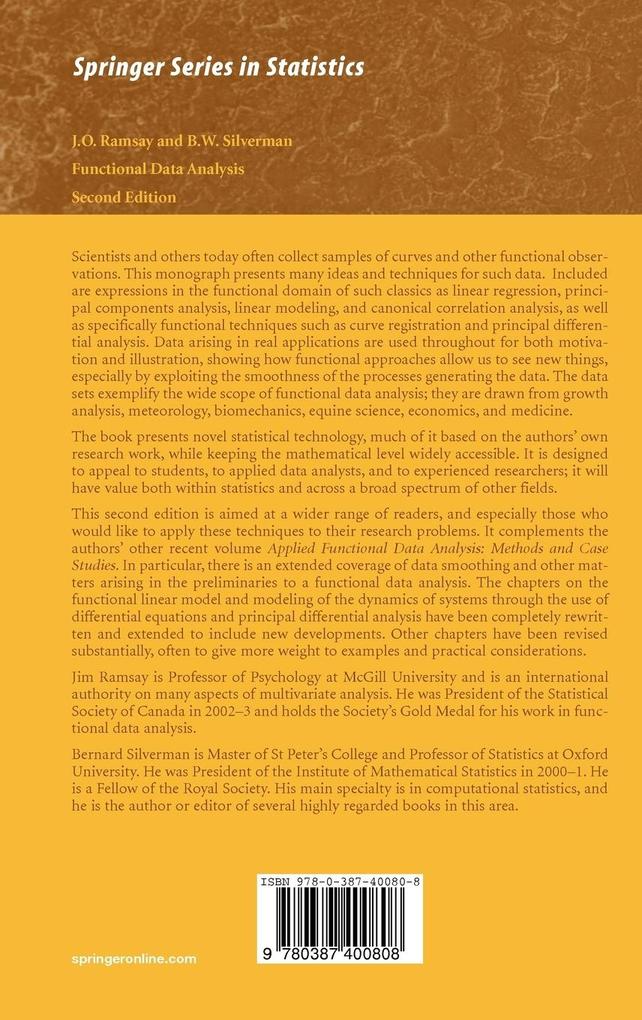 Weitere Ansicht: Functional Data Analysis | James Ramsay, B. W. Silverman