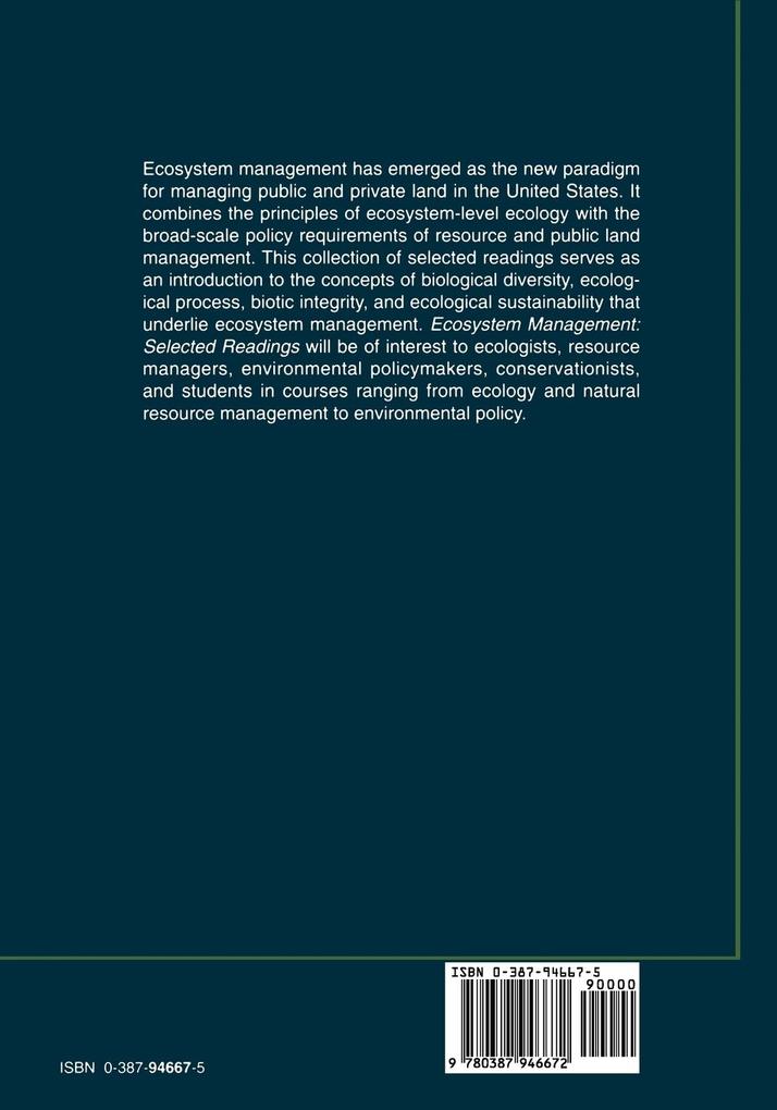 Weitere Ansicht: Ecosystem Management | Fritz L. Knopf, Fred B. Samson