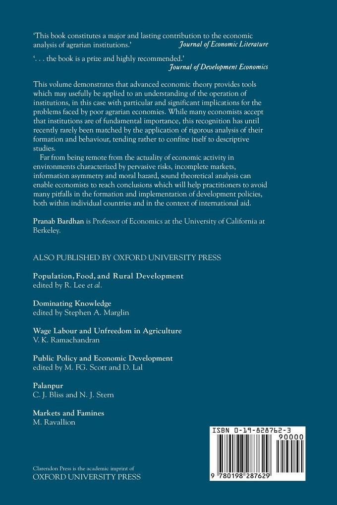 Weitere Ansicht: The Economic Theory of Agrarian Institutions