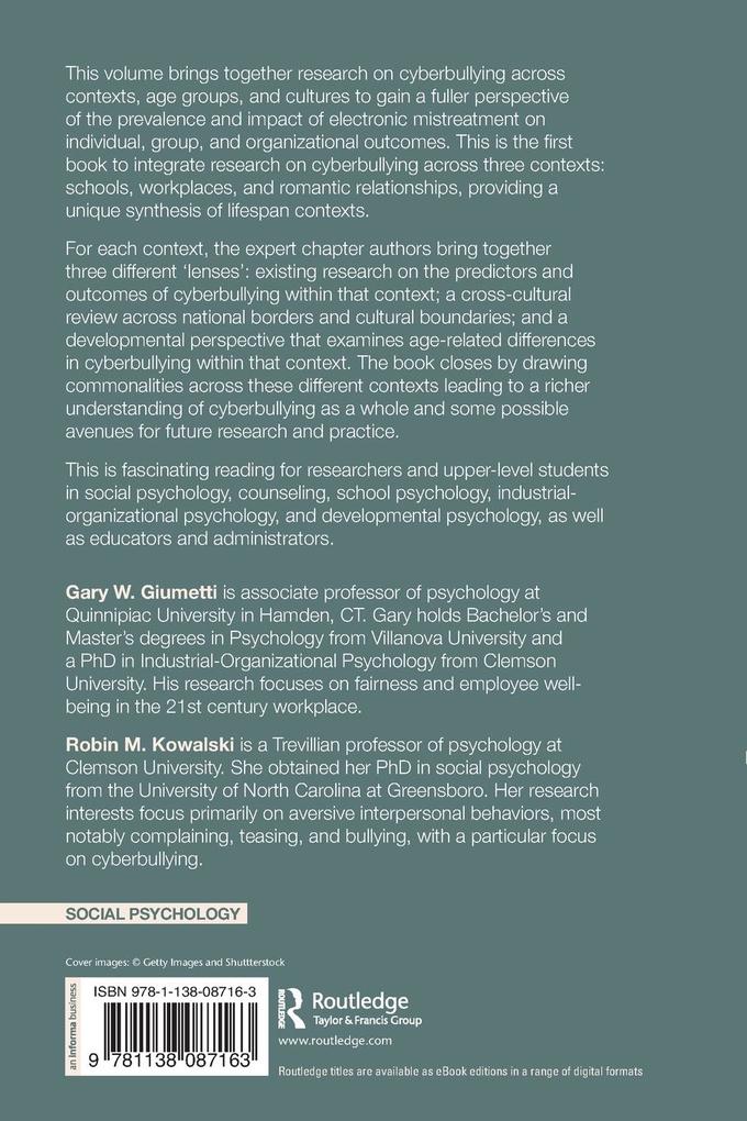 Weitere Ansicht: Cyberbullying in Schools, Workplaces, and Romantic Relationships