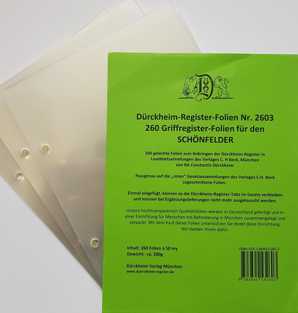 Produktbild: 260 DürckheimRegister® -FOLIEN zum Einheften und Unterteilen der Gesetzessammlungen