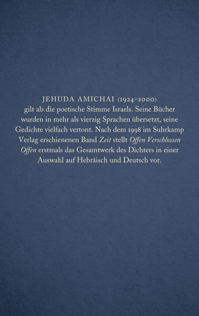 Weitere Ansicht: Offen Verschlossen Offen | Jehuda Amichai