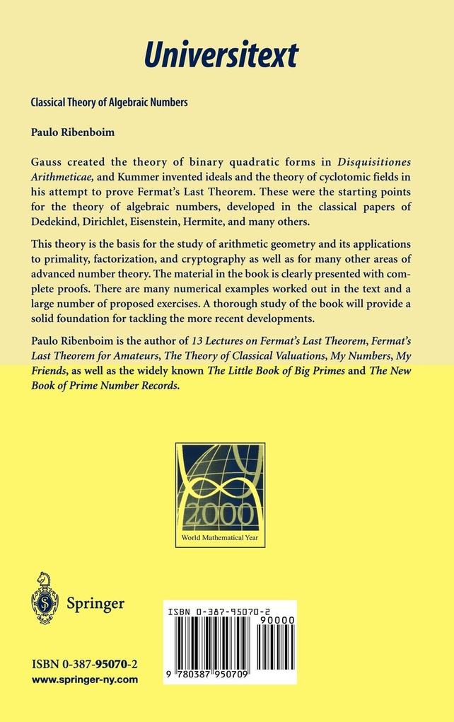 Weitere Ansicht: Classical Theory of Algebraic Numbers | Paulo Ribenboim