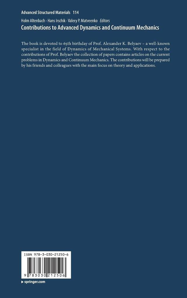 Weitere Ansicht: Contributions to Advanced Dynamics and Continuum Mechanics