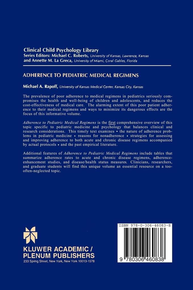 Weitere Ansicht: Adherence to Pediatric Medical Regimens | Michael A. Rapoff