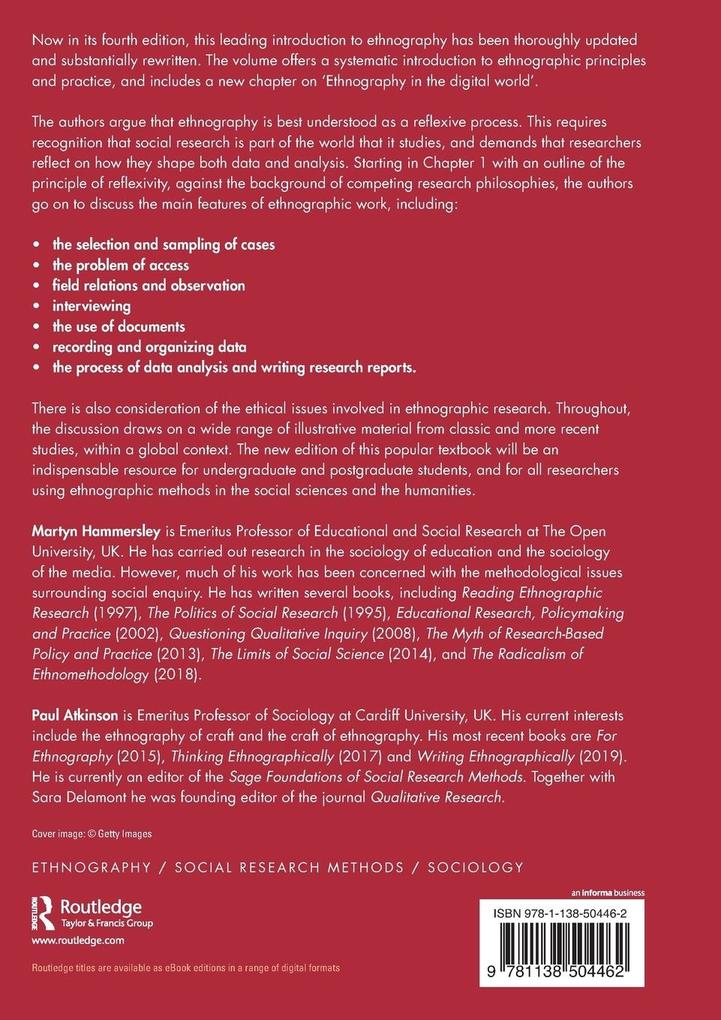 Weitere Ansicht: Ethnography | Martyn Hammersley, Paul Atkinson