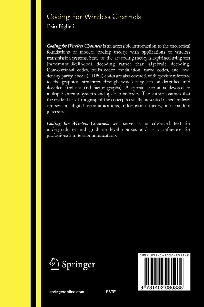Weitere Ansicht: Coding for Wireless Channels | Ezio Biglieri