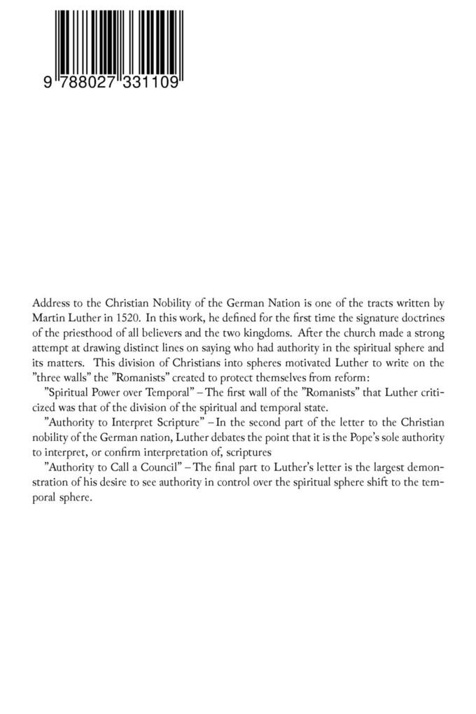 Weitere Ansicht: Address To the Christian Nobility of the German Nation | Martin Luther, C A Buchheim