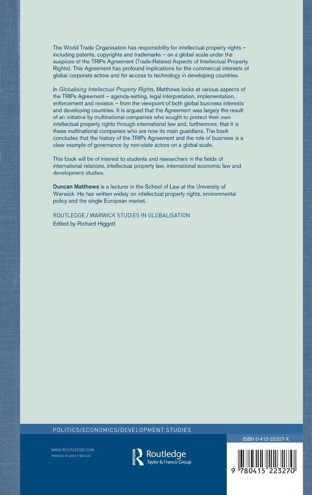 Weitere Ansicht: Globalising Intellectual Property Rights | Duncan Matthews