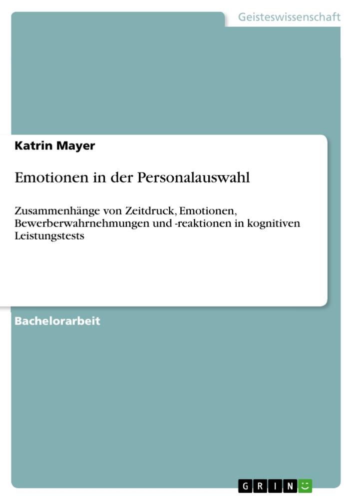 Produktbild: Emotionen in der Personalauswahl | Katrin Mayer