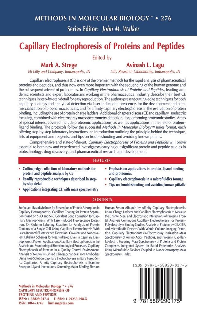 Weitere Ansicht: Capillary Electrophoresis of Proteins and Peptides