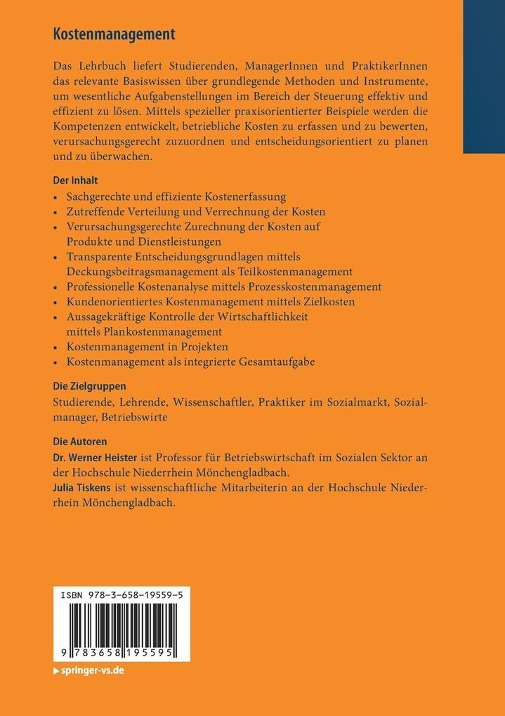 Weitere Ansicht: Kostenmanagement | Werner Heister, Julia Tiskens