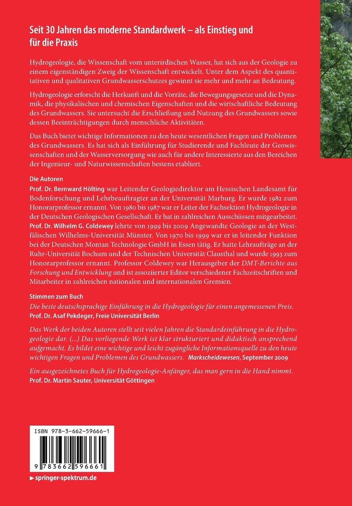 Weitere Ansicht: Hydrogeologie | Bernward Hölting, Wilhelm G. Coldewey