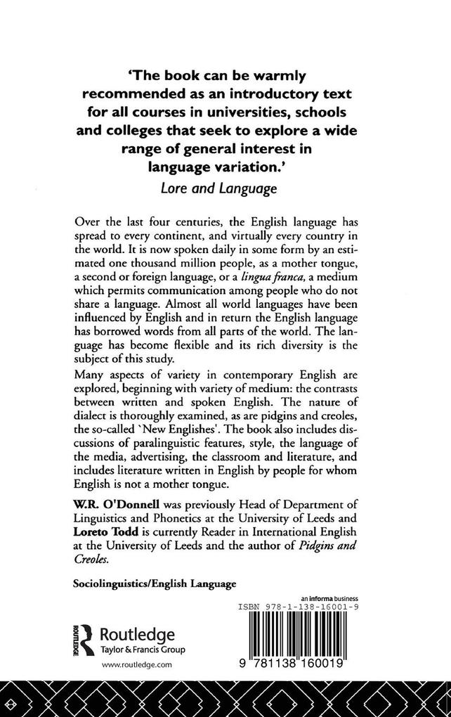 Weitere Ansicht: Variety in Contemporary English | W. R. O'Donnell, Loreto Todd