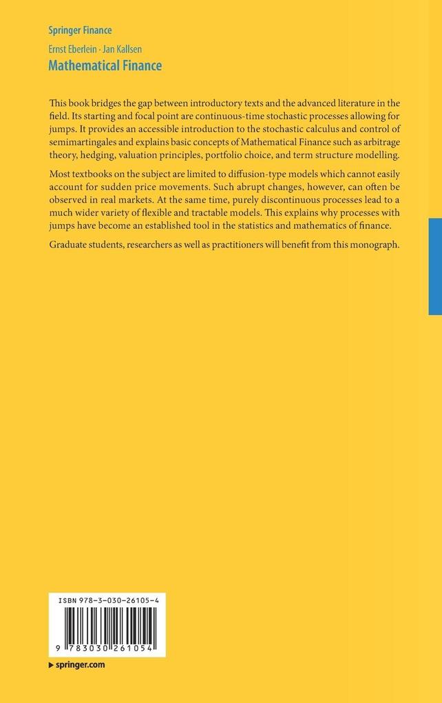 Weitere Ansicht: Mathematical Finance | Ernst Eberlein, Jan Kallsen