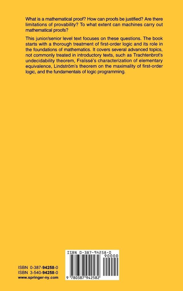 Weitere Ansicht: Mathematical Logic | H. -D. Ebbinghaus, J. Flum, Wolfgang Thomas