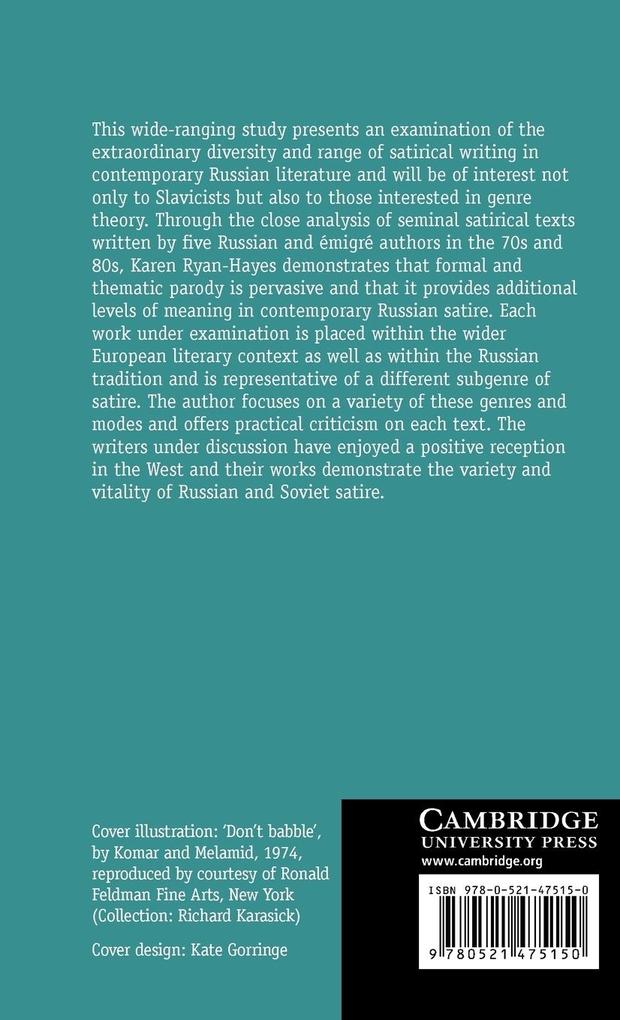 Weitere Ansicht: Contemporary Russian Satire | Karen L. Ryan-Hayes