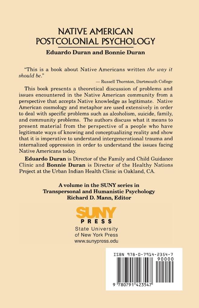 Weitere Ansicht: Native American Postcolonial Psychology | Eduardo Duran, Bonnie Duran
