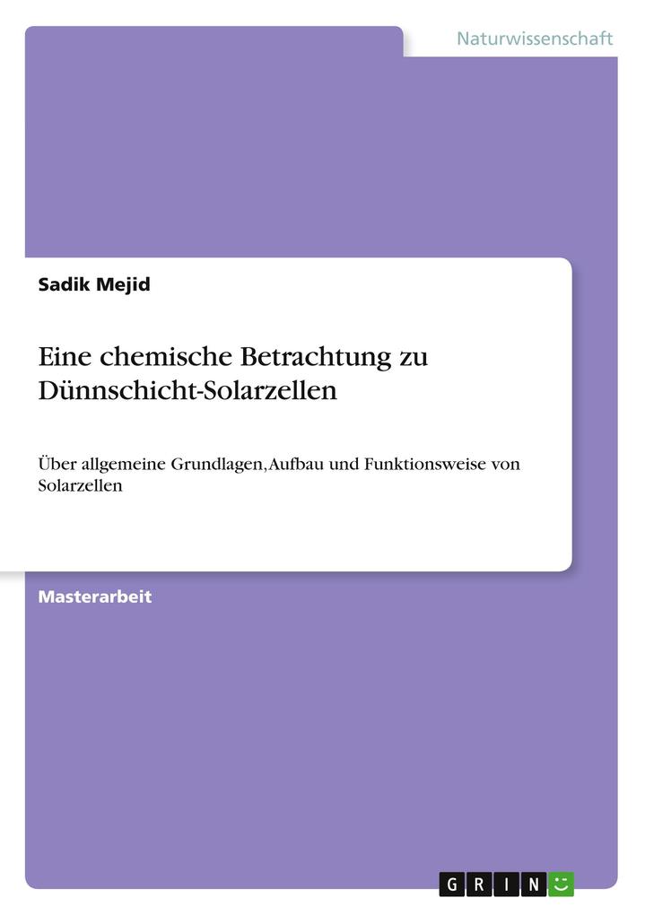 Produktbild: Eine chemische Betrachtung zu Dünnschicht-Solarzellen | Sadik Mejid