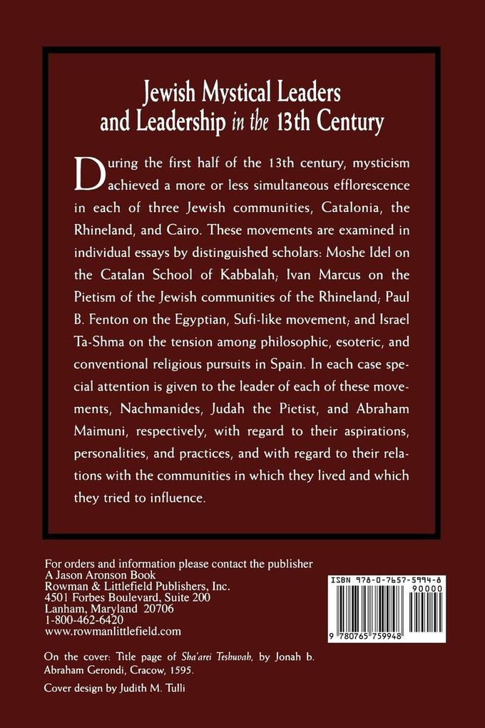 Weitere Ansicht: Jewish Mystical Leaders and Leadership in the 13th Century