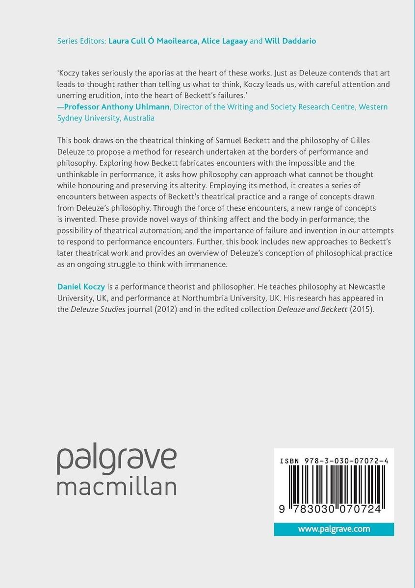 Weitere Ansicht: Beckett, Deleuze and Performance | Daniel Koczy