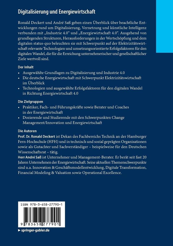 Weitere Ansicht: Digitalisierung und Energiewirtschaft | Ronald Deckert, André Saß
