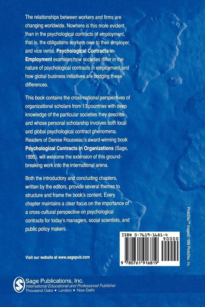 Weitere Ansicht: Psychological Contracts in Employment | Denise M. Rouseau