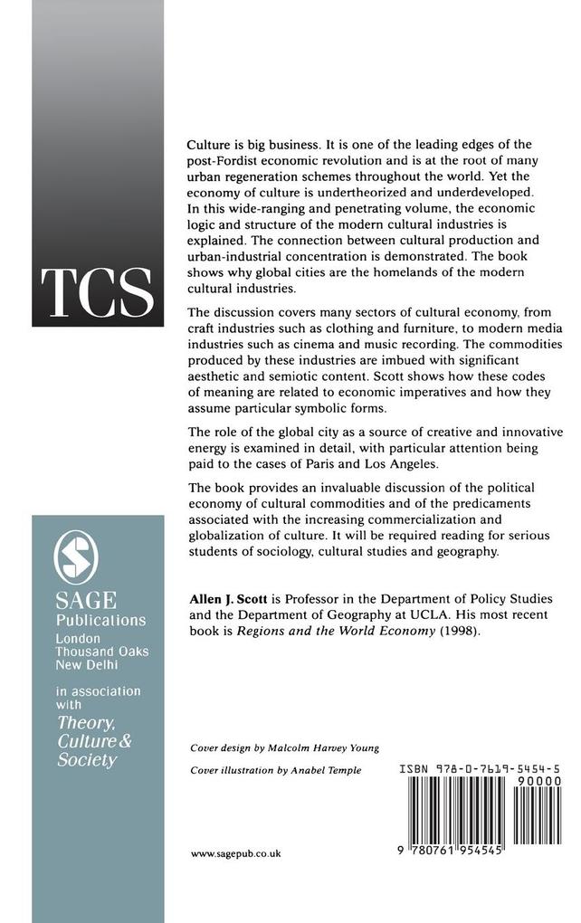 Weitere Ansicht: The Cultural Economy of Cities | Allen J Scott, Scott