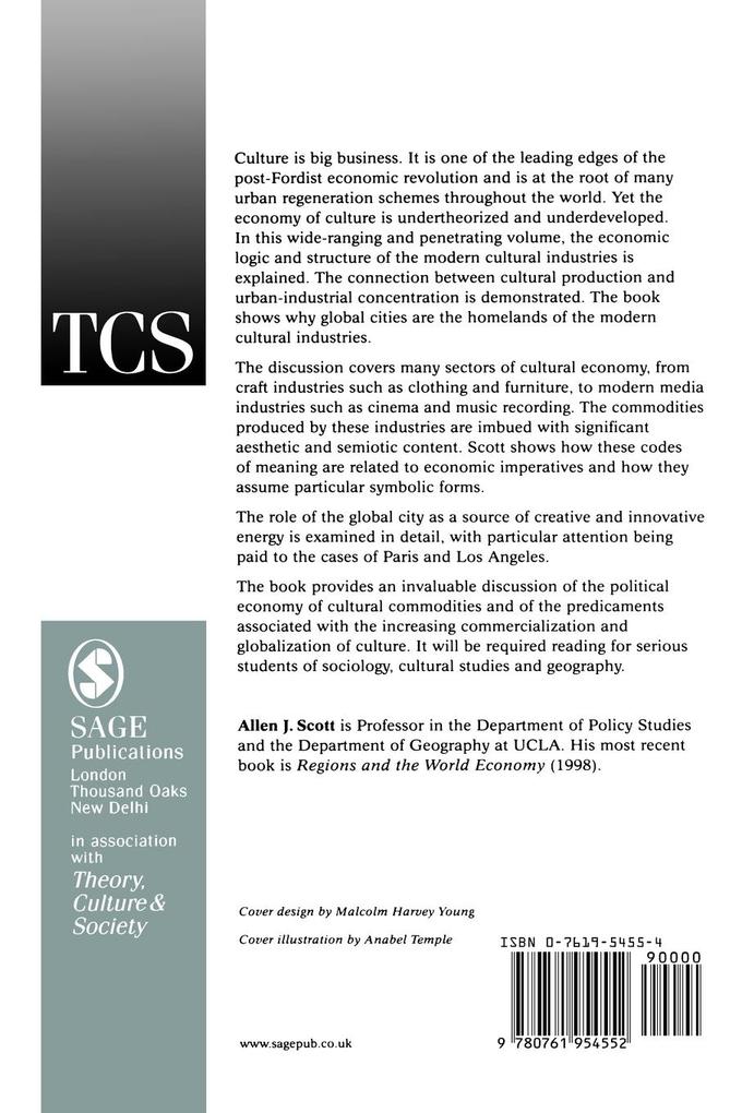 Weitere Ansicht: The Cultural Economy of Cities | Allen J Scott, Scott