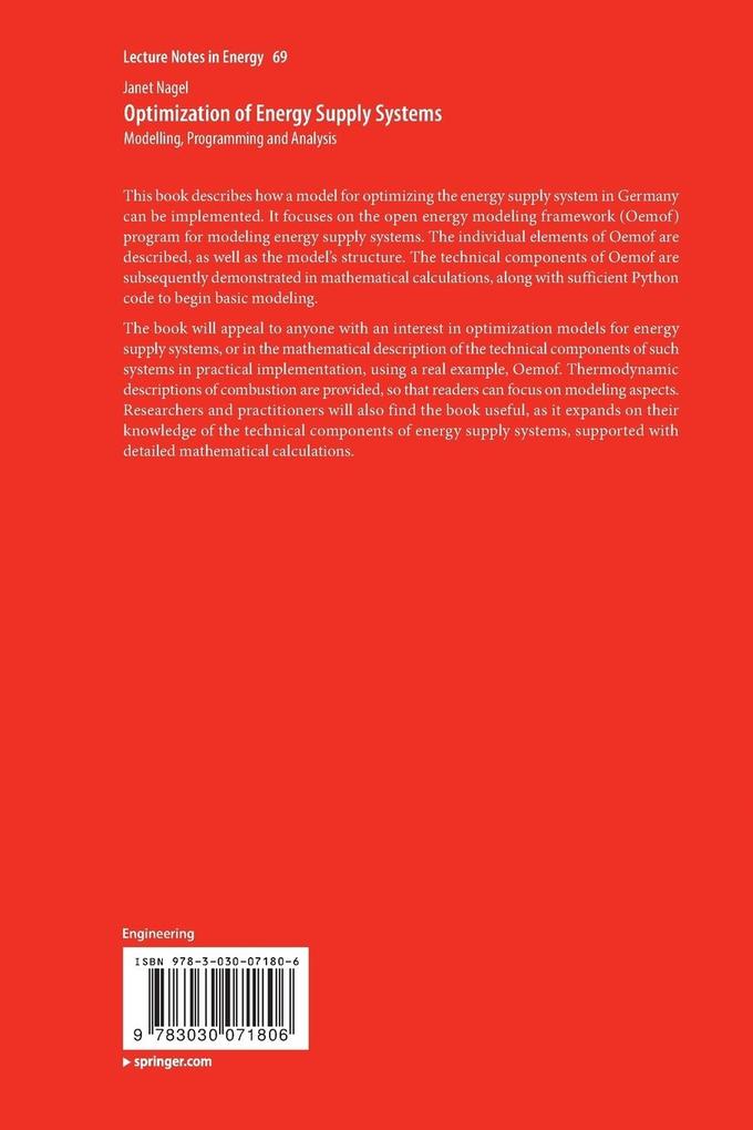 Weitere Ansicht: Optimization of Energy Supply Systems | Janet Nagel