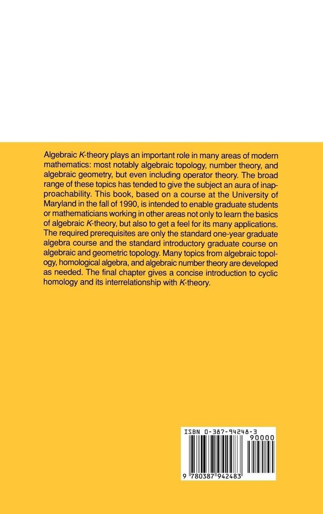 Weitere Ansicht: Algebraic K-Theory and Its Applications | Jonathan Rosenberg